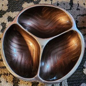 Nambe Brown and Silver Tri-Section Bowl
